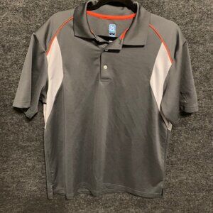 PGA Tour Golf Shirt Gray with Orange Piping Men's Large